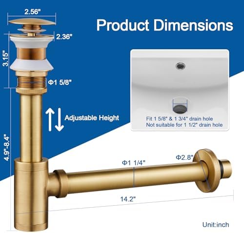 Adjustable 1-14 Bath Sink P-Trap Complete Set