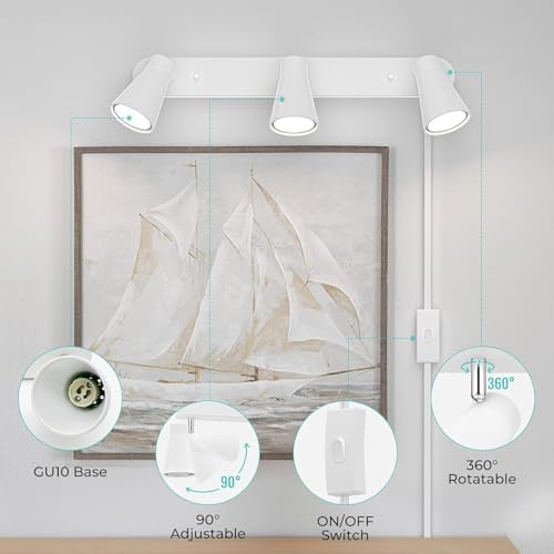 HURYEE Plug-in Track Lighting 3-Light Complete Kit