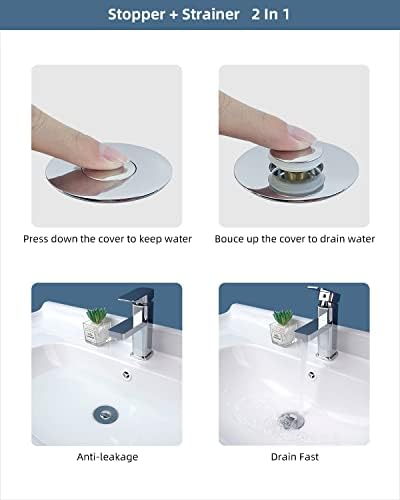 Hibbent 2 Pack All Metal Bathroom Sink Stopper