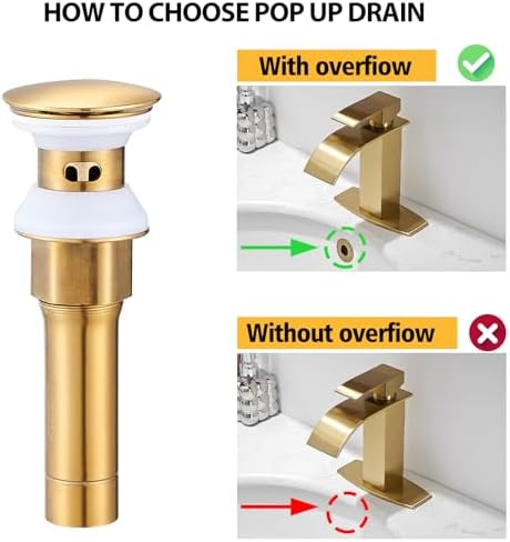 BESy Brushed Gold Bathroom Sink Drain Stopper