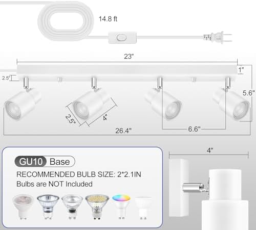 Sleek 4-Way Track Lighting for Kitchens