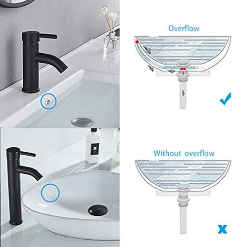 VOTON Bathroom Sink Drain with Overflow and Detachable Basket Anti-Explosion Anti-Clogging