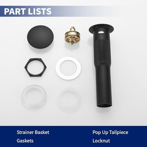 Homevacious Matte Black Sink Drain Pop Up with Overflow