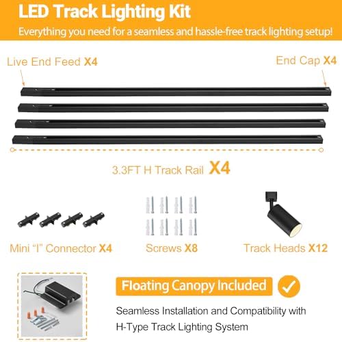 Modern Kitchen Track Lighting Kit with 12 GU10 LED Lights