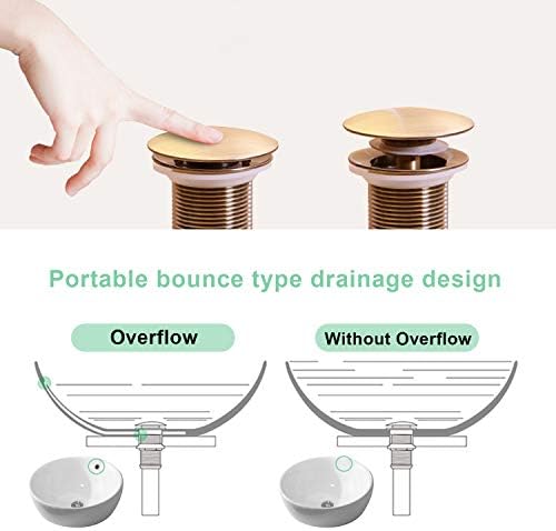 ORLEIMI Large antique brass pop up drain vessel sink non-overflow