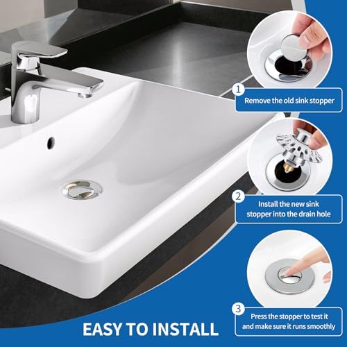 AUPHTIR 50 Upgraded Universal Bathroom Sink Stopper with Anti-Clogging Feature