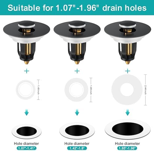 Herogo Universal Matte Black Sink Drain Stopper