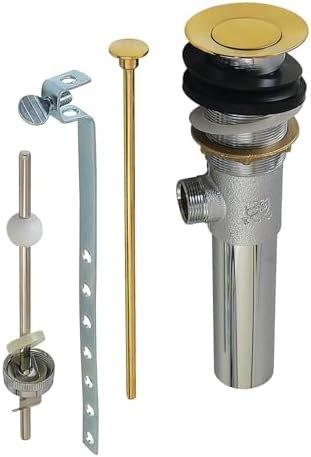 Durable Brass Pop-Up Drain Brushed Metal Sink Accessory with Overflow