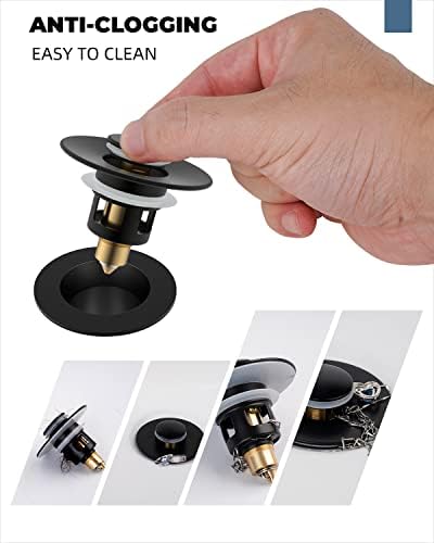 Hibbent 2 Pack All Metal Universal Sink Stopper Matte Black
