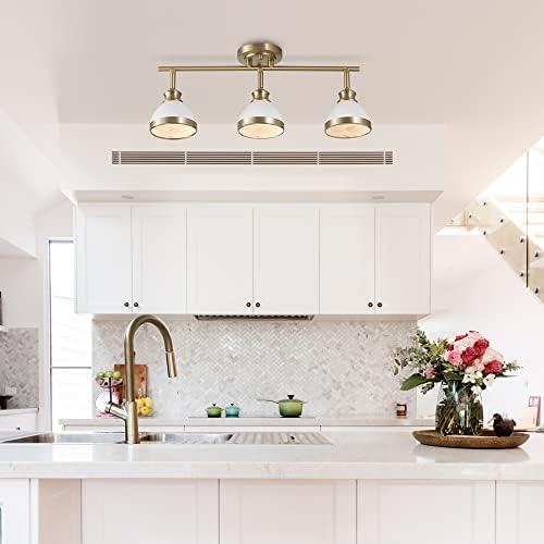 Globe Electric 22 3-Light Track Lighting with Matte Brass and White Shades