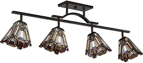 Bailey Street Modern Tiffany Shade 4-Light Track Lighting with Bronze Finish