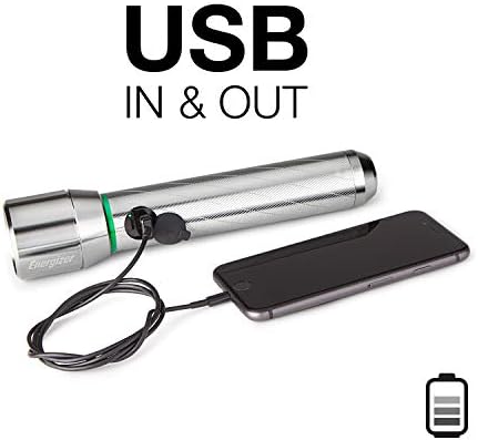Energizer Rechargeable LED Metal Flashlight with USB Charging Cable