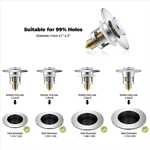 Hibbent 2 Pack All Metal Bathroom Sink Stopper