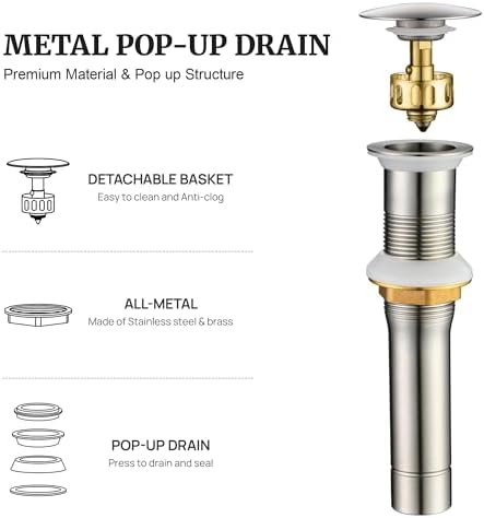 Pop Up Sink Drain Stopper Brushed Nickel