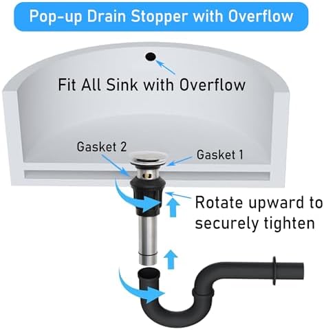 ECHLI Pop Up Drain with Overflow and Strainer