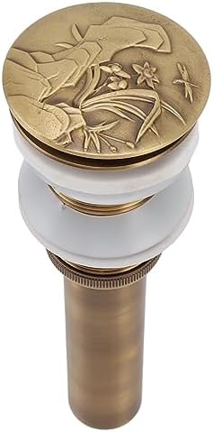 FLEXMAN - antic copper bathroom sink drain with one-touch overflow stopper