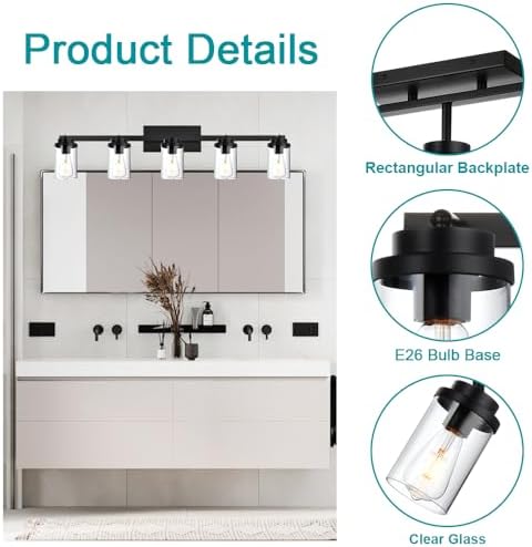 Matte Black Track Lighting Fixtures - 5-Light Ceiling Pivoting Durable Stylish