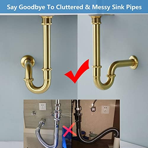 Adjustable Brass P-Trap with Gold Finish - Durable Sink Drain Solution