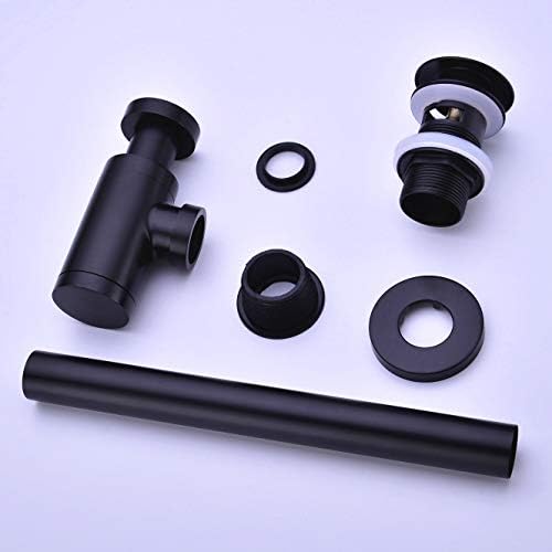 GORDEE Bathroom Sink Stopper P Trap Set Matte Black
