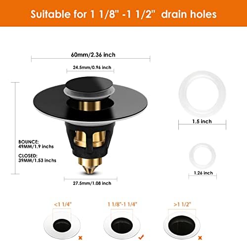Universal Bath Sink Stopper with Stainless Steel Hair Catcher