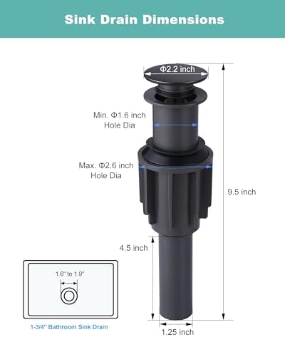 Arcora Oil Rubbed Bronze Pop Up Sink Drain