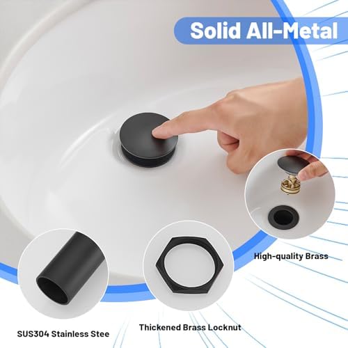BWE Pop-Up Drain Assembly with Strainer for Bathroom Sink