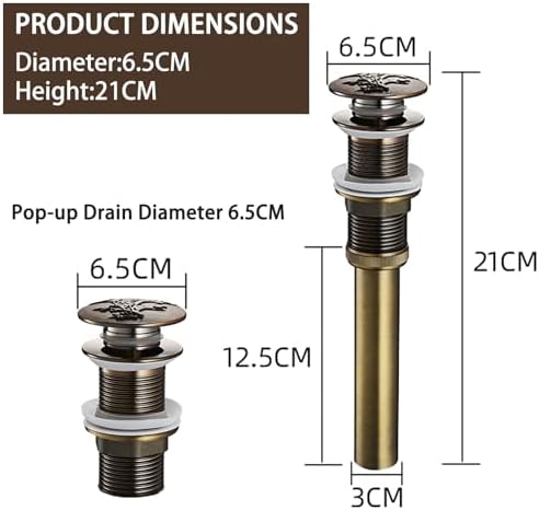 Engraved Anti-Brass bath sink drain stopper no overflow