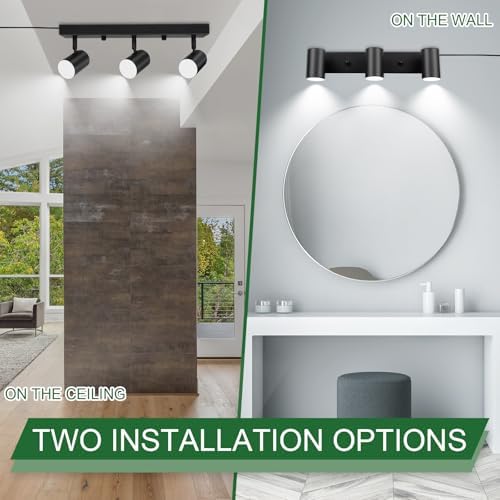 GEFOUN 3 Light Track Lighting Kit Black LED Ceiling Spotlight