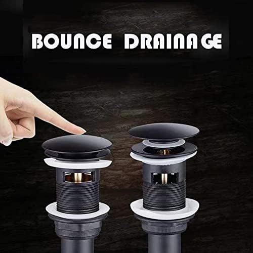 Hoyoju Pop Up Sink Drain with Overflow Bouncing Style Brass Stopper