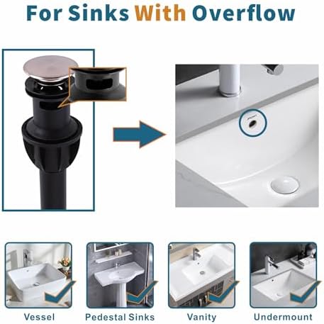 DOLGABA Pop Up Drain for Bathroom Vanity Vessel Sink