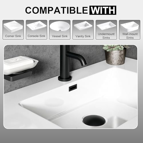 Bathroom Sink Drain with Overflow Matte Black