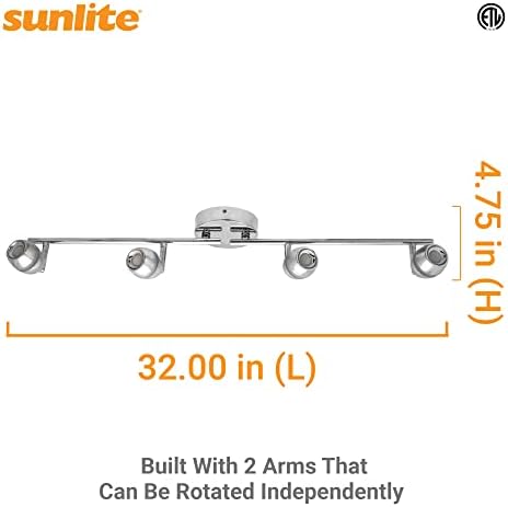 Sunlite 81146 32 Inch LED Track Light Fixture 4 Light Chrome