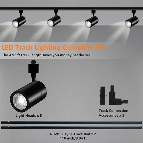 H-Track Lighting Kit - 8 x 20W LED Ceiling Lights with Warm White