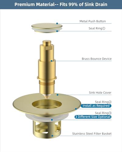 Btrx 5-in-1 Sink Stopper for 11-23 Basins