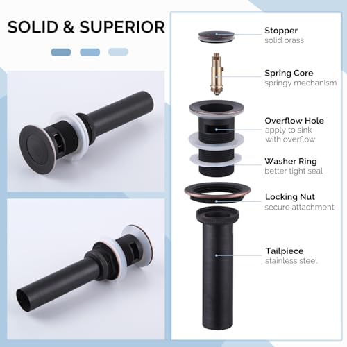 Angle Simple Bathroom Sink Drain with Overflow Brass Pop Up Stopper