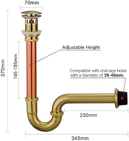 High-Quality Brass P-Trap Set for Bathroom Sink Drain
