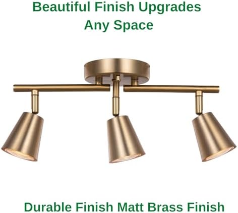 3 Light Track Lighting Kit Matte Brass Adjustable Rotatable Modern Ceiling Spot Light