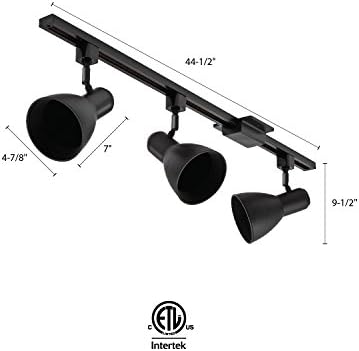 Magnetic Step Baffle Track Lighting 3-Head BR30 Kit w 2 x Black