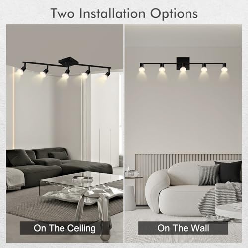 5 Light Directional Ceiling Track Lighting Fixtures Adjustable Matte Black Kitchen Ceiling Lights