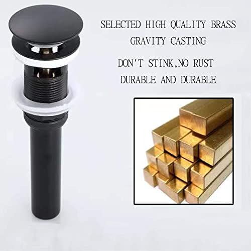 Hoyoju Pop Up Sink Drain with Overflow Bouncing Style Brass Stopper