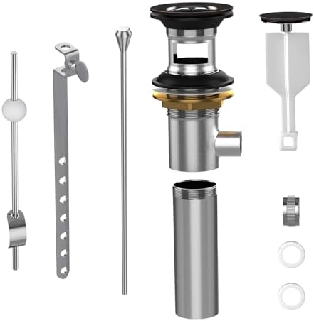 SmartFloBath Pop Up Drain Stopper Assembly with Overflow and Ball Lift Rod