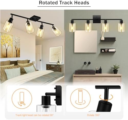 BoostArea LED 4 Light Track Lighting Kit with Rotatable Heads