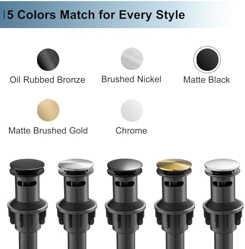 Vibrant Black Pop-Up Sink Drain for Modern Bathrooms