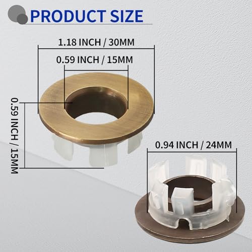 3pcs Brass Sink Overflow Trim Ring Drain Cover