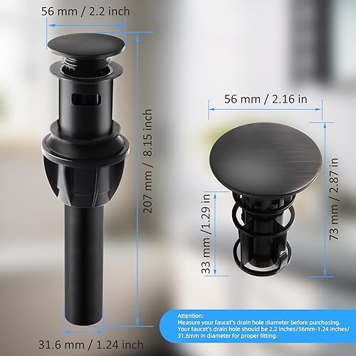 Fashionable 2-Pack Pop-Up Drain Stopper Oil Rubbed Bronze