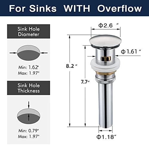 Polished Chrome bathroom sink drain with overflow