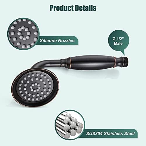 Heyalan Oil Rubbed Bronze Handheld Shower Head with Wand 10 Inch Long