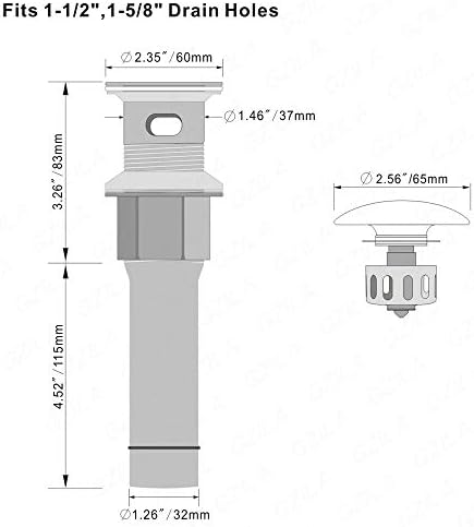 GZILA Bathroom Pop Up Drain with Hair Catcher and Overflow