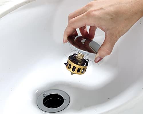 Polished Chrome bathroom sink drain with overflow