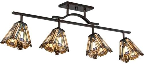 Bailey Street Modern Tiffany Shade 4-Light Track Lighting with Bronze Finish
